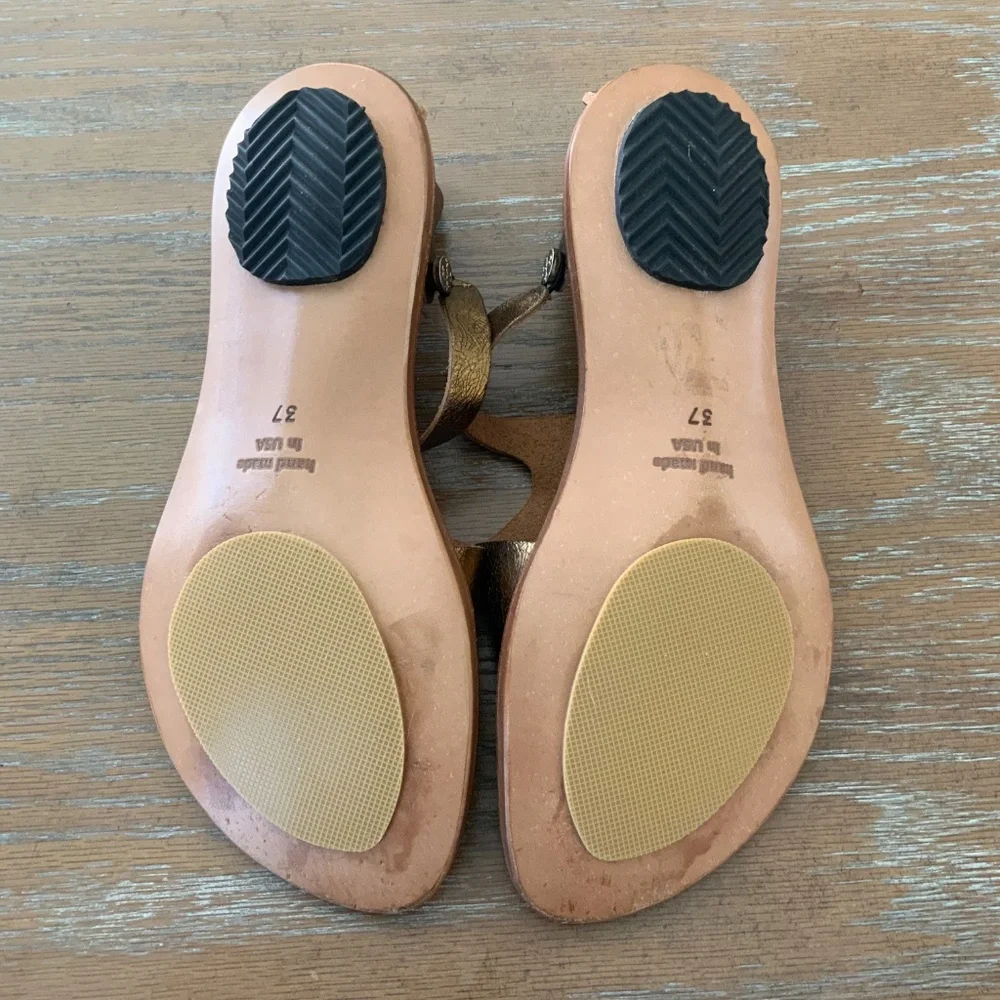 Cydwoq Leather Golden Flat Narrow Fit Sandals Size37 - Picture 8 of 8
